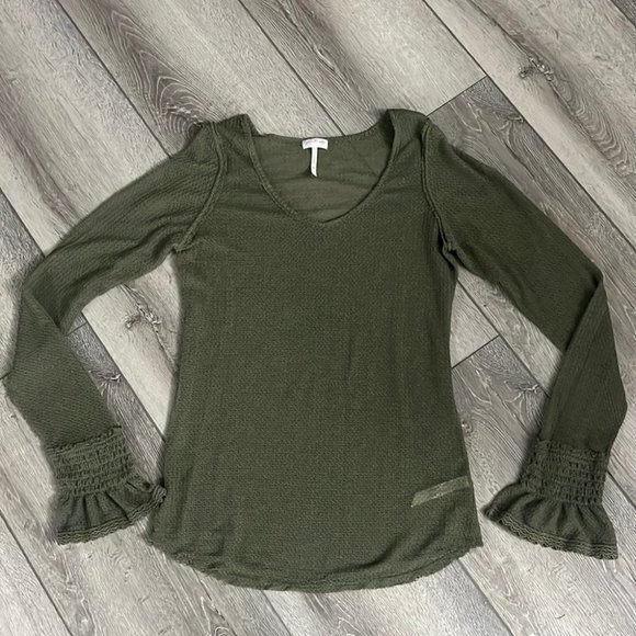 INTIMATELY Free People long sleeve green top size  M - Picture 4 of 4